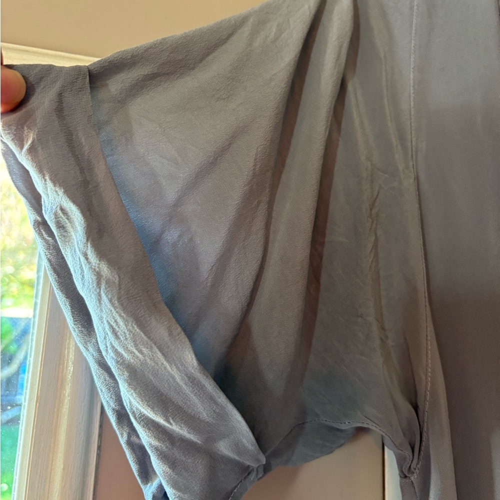 Maeve Light Gray Button Down Shirt 100% silk - Picture 5 of 7